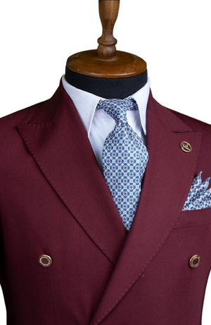 Wine Cotton Linen Blazer