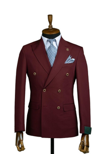 Wine Cotton Linen Blazer