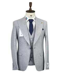 Sky Blue Stripe 3 Piece Suit