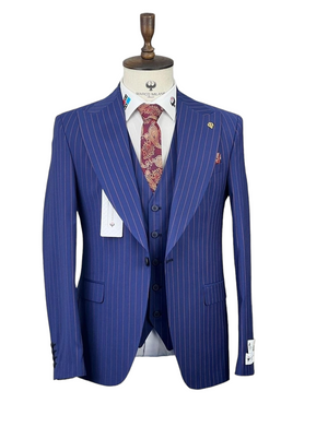 Dark Blue Stripe 3 Piece Suit